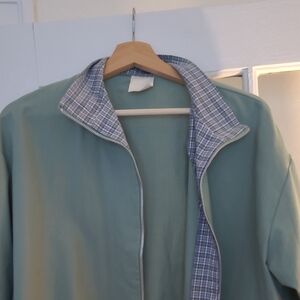 Light Green Jacket with Plaid Lining
